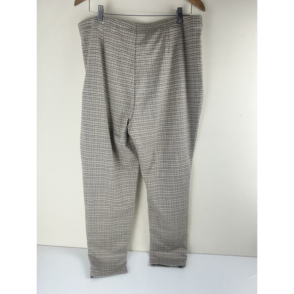 Croft & Barrow Womens Stretch Pull-On Straight Leg Pants Brown Neutral Plaid XL - Picture 3 of 11